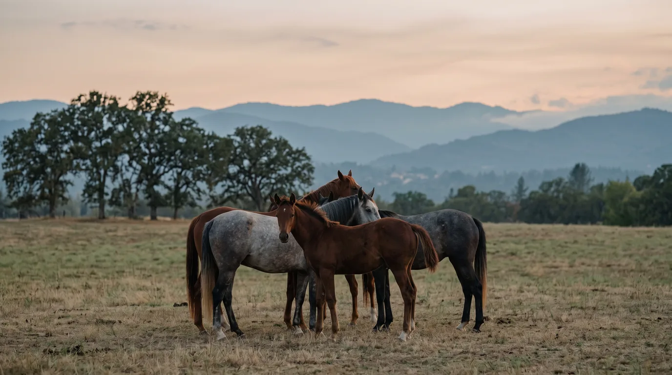 Chevaux en liberté, Écuries de la Louve, Ain